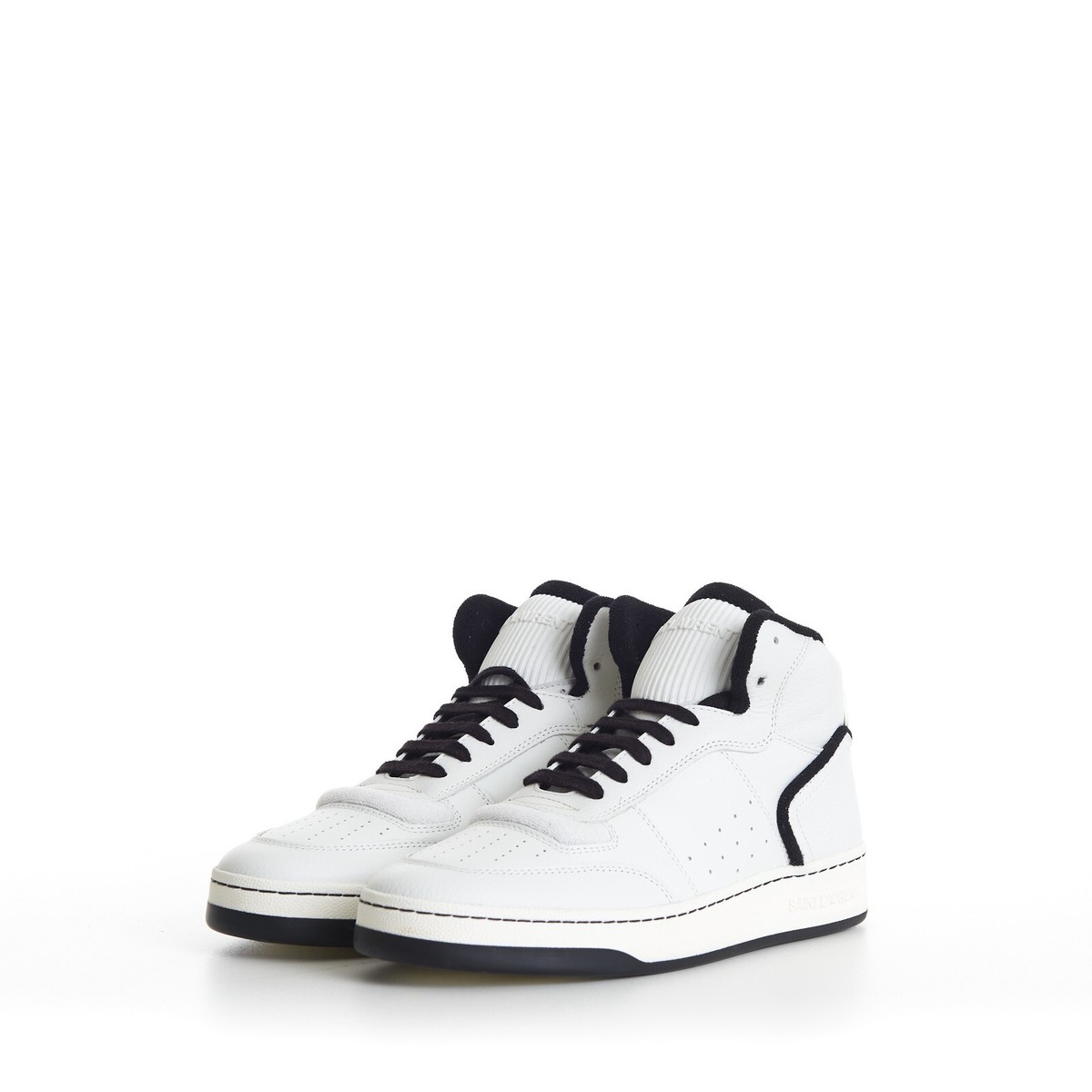 SL-111     98年 SAINT LAURENT 895$ SL/80 White Mid-top Sneakers - Smooth