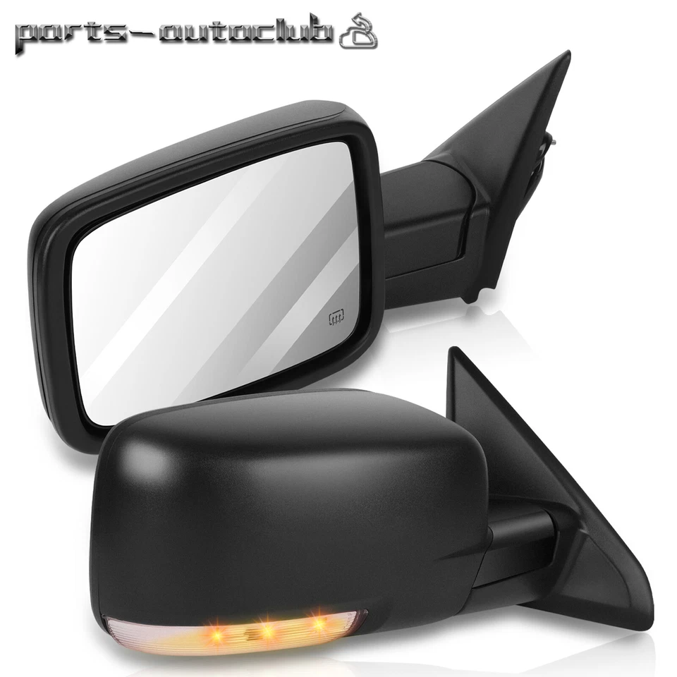 Power Heated Turn Signal Puddle Light Side Mirrors For 2009-19 Dodge Ram 1500 - Image 2 of 4