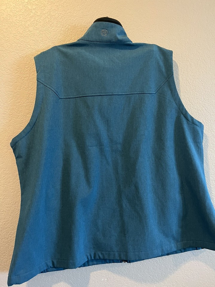 Men’s ROPER Teal Zip Up Soft Shell Vest- Cowboy- Ranchwear-Size -3XL | eBay