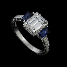 2Ct White Emerald Cut CZ Art Deco Engagement Wedding Ring in 925 Silver