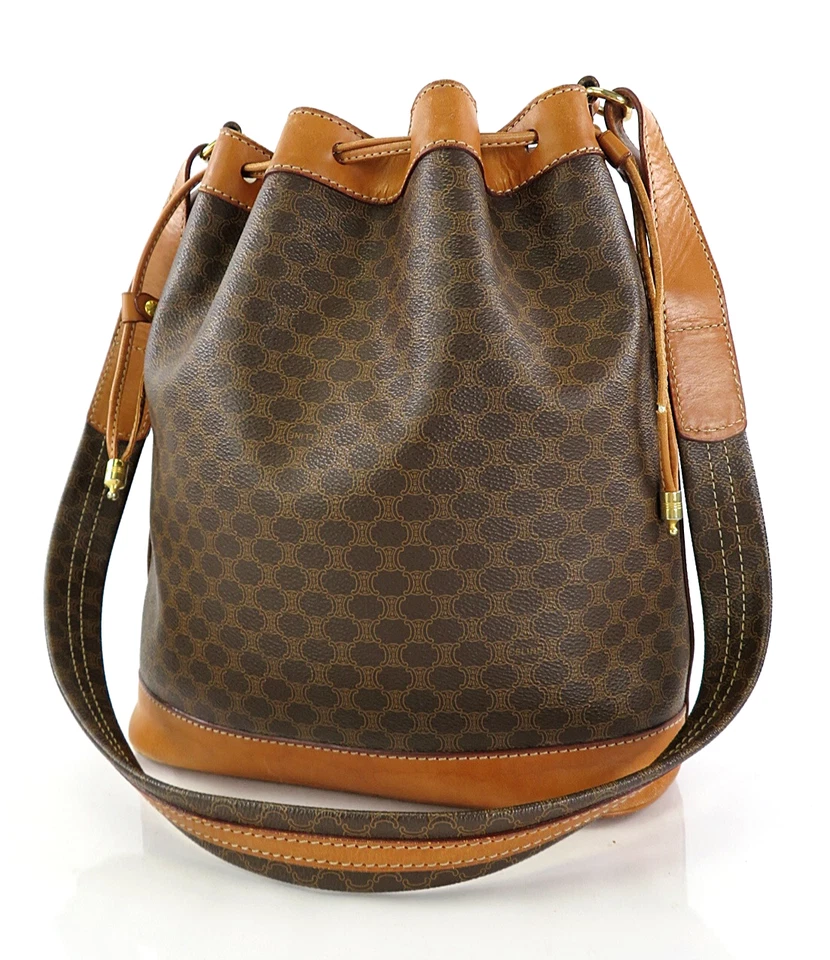 Auténtico Bolso de Hombro Cartera CELINE Marrón Macadam PVC Lona y Cuero #61073 Foto 3 de 4