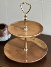 Vintage Mid-Century Myrtlewood Two-Tier Tidbit Serving Charcuterie PARTY TRAY
