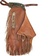 Western Chinks Leather Tooled Chaps (Trail Riding) for Adults Free Shipping