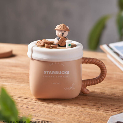 Starbucks China Coffee Bean Gunnysack Shaped 12oz Ceramic Mug With Lid Gift  | eBay