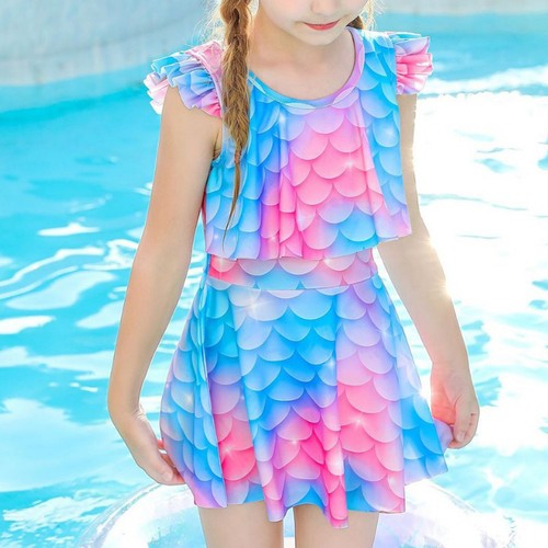 Kids Girls Beachwear Seaside Dress Active Swimsuit Bathing Suit Outfits Shiny - Picture 71 of 82