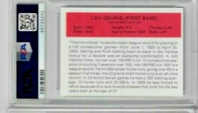 1987 Baseball's Lou Gehrig All - Time Greats - Orange PSA 8 | eBay