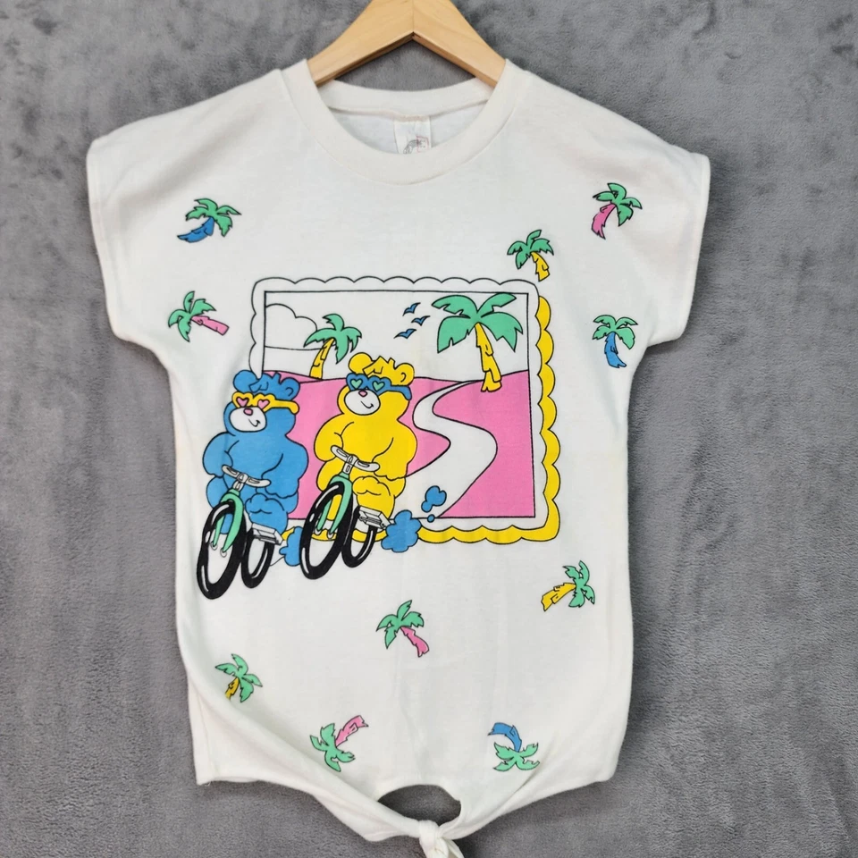 Camiseta De Colección Años 80 Juvenil Talla 8 Dibujos Animados Osos en Bicicletas Camiseta Gráfica de Verano Foto 2 de 4