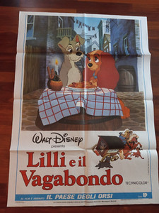 LADY AND THE TRAMP  (1955) - Walt Disney Original Italian 70s-Reissue Poster
