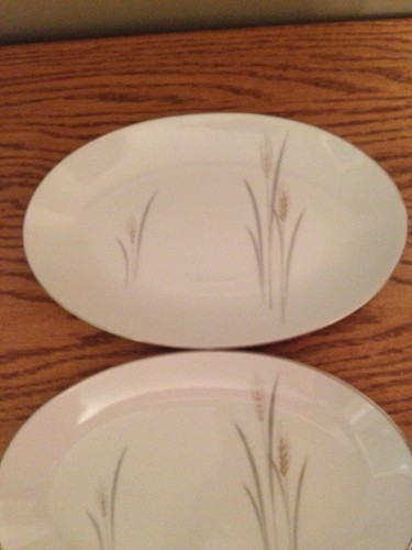 2 STEAK Plates Max Schonfeld PLATINUM WHEAT Pattern Fine China Japan SERVING - Picture 7 of 9