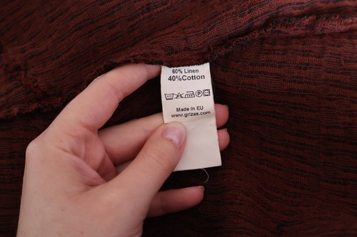 Tunica Grizas 100% lino marrone asimmetrico look schiacciato taglia XXL - Foto 7 di 7
