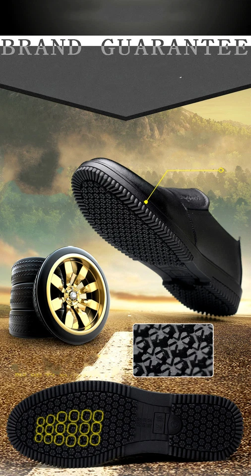 Men's Restaurant Oil Resistant Kitchen Work Shoes Loafer Slip-On Skid Non-Slip - Image 3 of 4