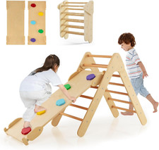 Pikler Triangle Set 3 in 1 Climbing Toys for Toddlers Foldable Wood Montessori B