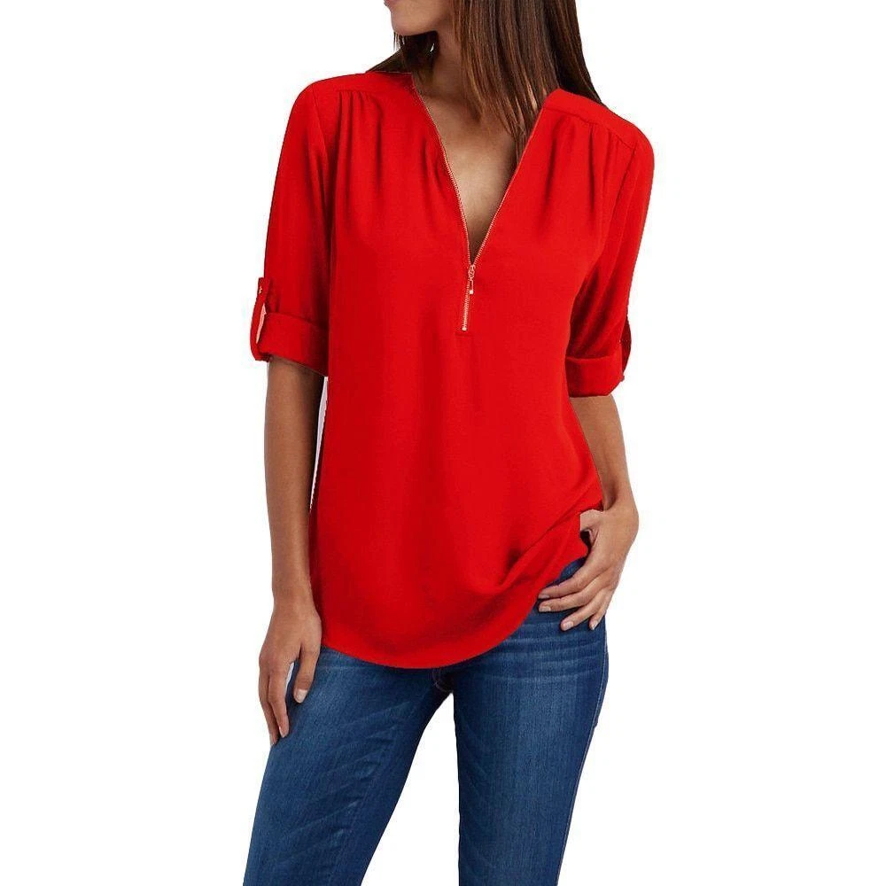 Camisas Con Cierre Blusas Damas Para Mujer Blusa De Vestir Moderna Elegantes