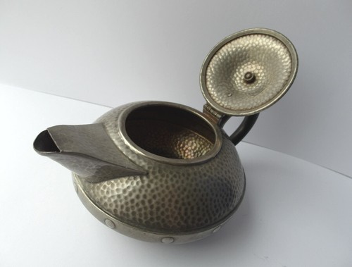 Arts & Crafts Stil Teekanne Hammerschlag CRAFTSMAN SHEFFIELD PEWTER F945 - Bild 7 von 14