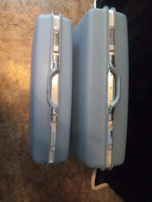 3 pc Vintage Samsonite Luggage Set Blue Hard Shell Travel Luggage