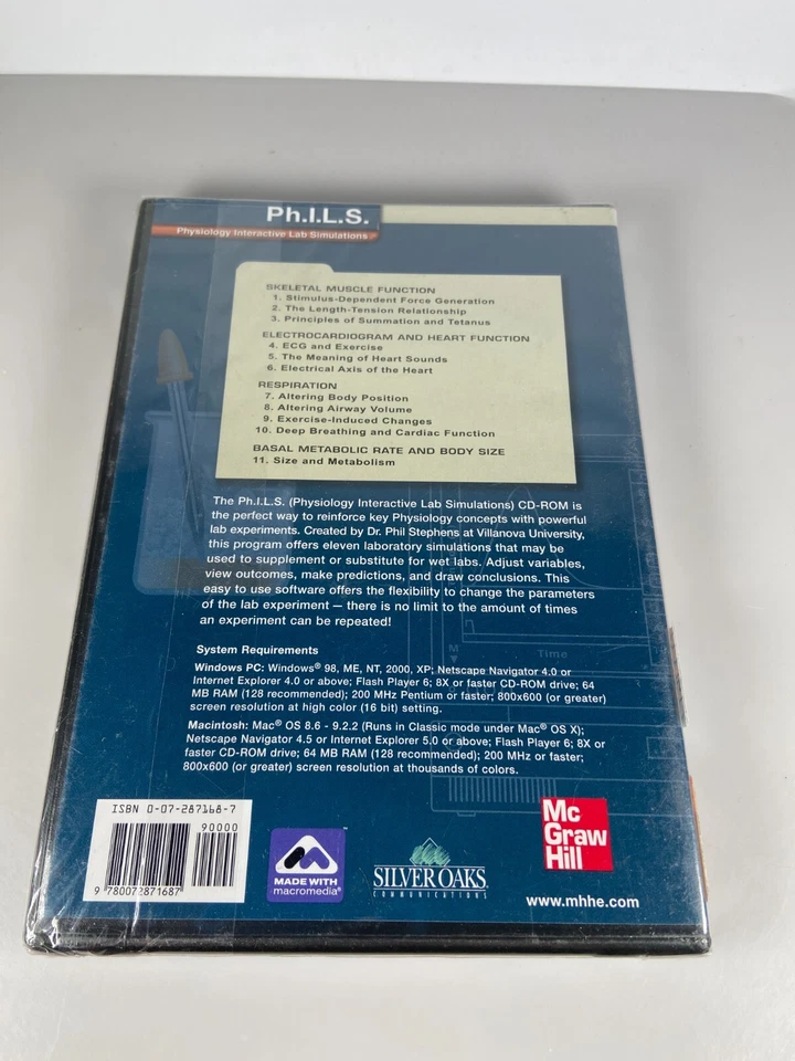 Physiology Interactive Lab Simulations Ph.I.L.S. CD-Rom New Sealed - Image 2 of 2