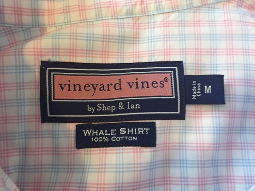 Camisa Vineyard Vines Para Hombres Ballena Mediana M Rosa Azul Rayas Logo de Ballena Algodón - Imagen 5 de 9