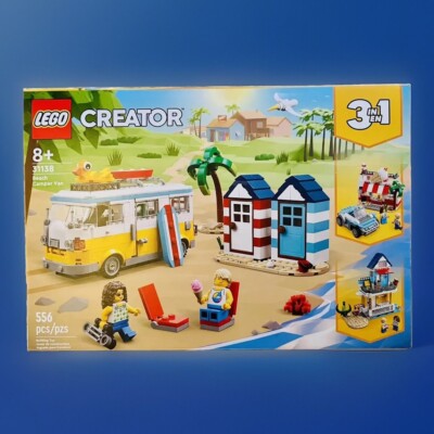 LEGO Beach Camper Van Creator 3in1 Converts Ice Cream Stand Summerhouse 31138