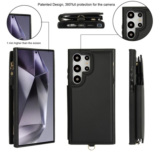 Leather Card Wallet Flip Case For Samsung S24 Ultra S23 S22 S21 Crossbody Strap - Picture 13 of 66