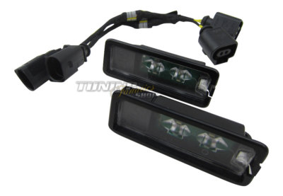 2x Original VW LED Kennzeichenbeleuchtung + CanBus Anschluss Adapter Kabel #1K