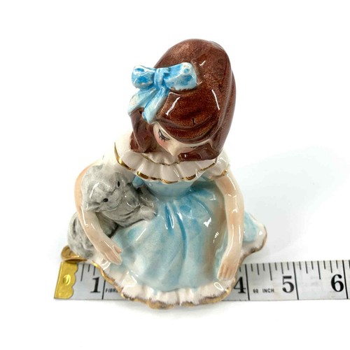 Vintage Ceramic 1960s Figurine Auburn Haired Girl with Cat Gold Accents - Picture 11 of 11