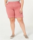 STYLE & CO. Wmen's Pink Mid Rise Reg Fit Stretch Cut-Off Chino Shorts sz 14W NWT