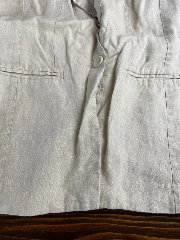 Abrigo Blazer Love Tree Para Mujer Talla Grande Crema Un Botón Cierre Bolsillos Foto 3 de 4