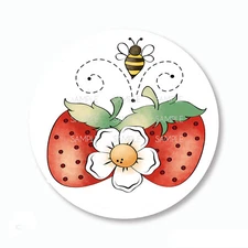 30 Country Prim Strawberries Labels Scrapbook Stickers 1.5" Round Envelope Seals