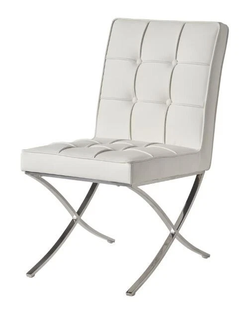 Juego de 2 sillas de comedor de cocina Parson Tufted con brazo blanco menos cuero baratas Foto 2 de 4