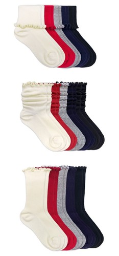5 pares de calcetines holgados Jefferies para mujer con volantes de encaje de algodón puño redondo vestido de moda - Imagen 5 de 7