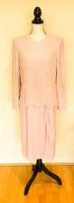 Jack Bryan Pink Beaded Tea Length Long Sleeved Formal Evening Dress, 14