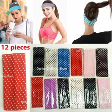 12 pcs Dots Hair Band Active Head wrap Workout Yoga Sports Sweatband Lot 3.15"