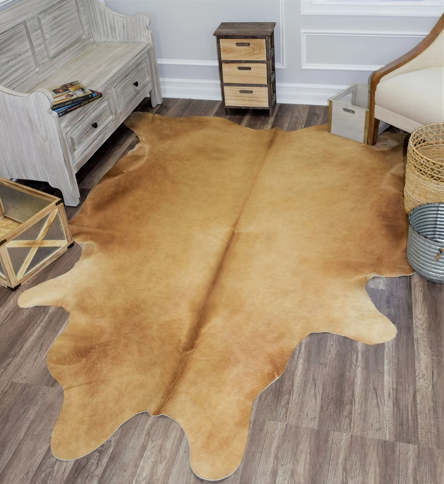 NEW Large Tan Hand Curated Cowhide Area Rug TWO SIZES - Image 3 of 4