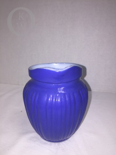 VINTAGE HAZEL ATLAS BLUE Fired On Small Creamer/ Syrup Pitcher 17305O S104 - Picture 3 of 7
