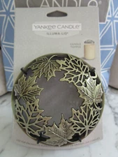 *NEW* Yankee Candle Gold Maple Leaves ILLUMA-LID Jar Candle Topper *FREE SHIP*
