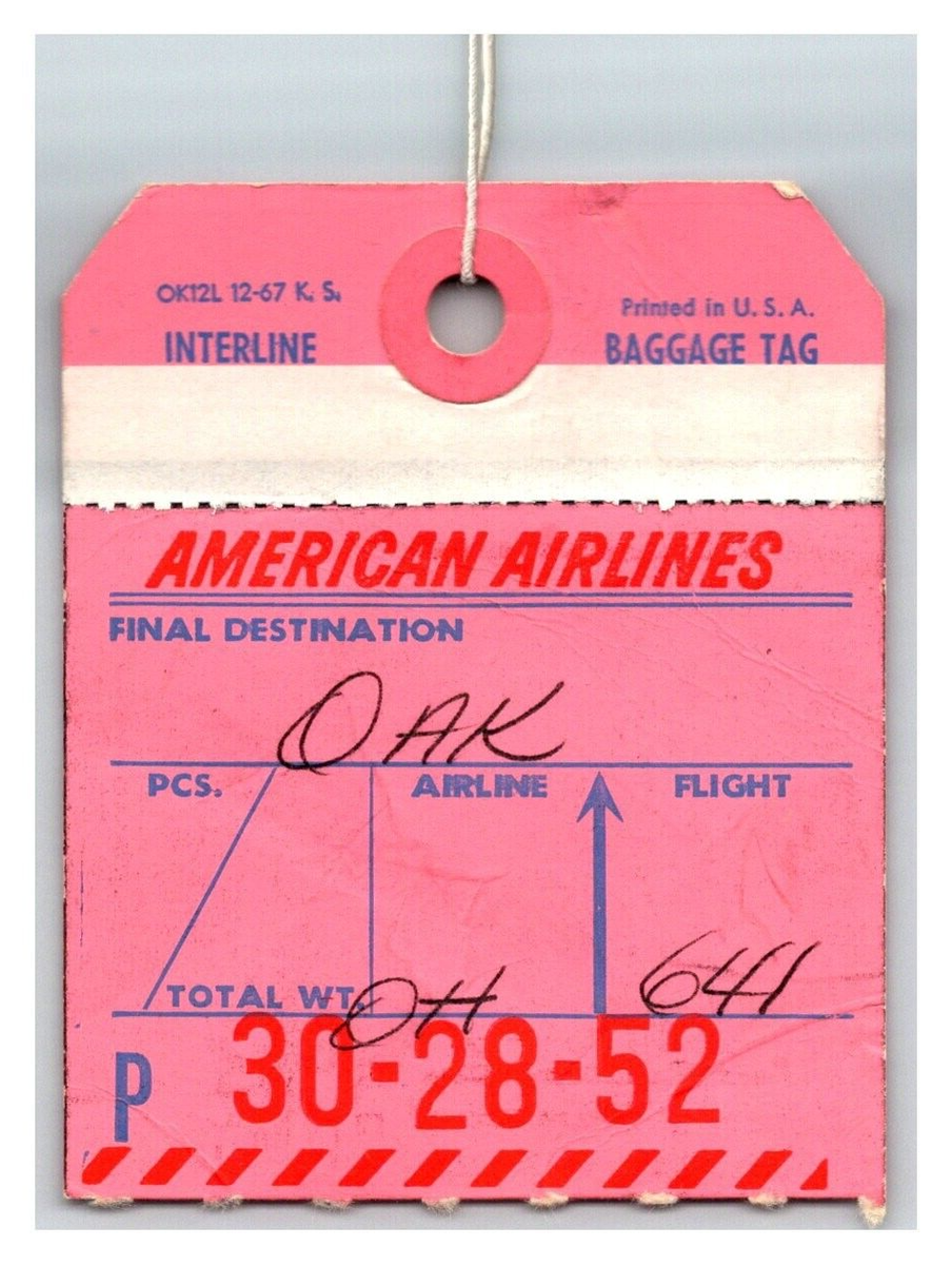 Vintage American Airlines World Airlines Baggage Tag 40s 50s