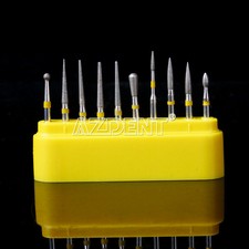 10Pcs AZDENT Dental Diamond Burs Drills Ceramics Composite Polishing Kit FG-105