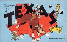 Texas TX Greetings From Large Letter 14622-CM10 Linen Postcard