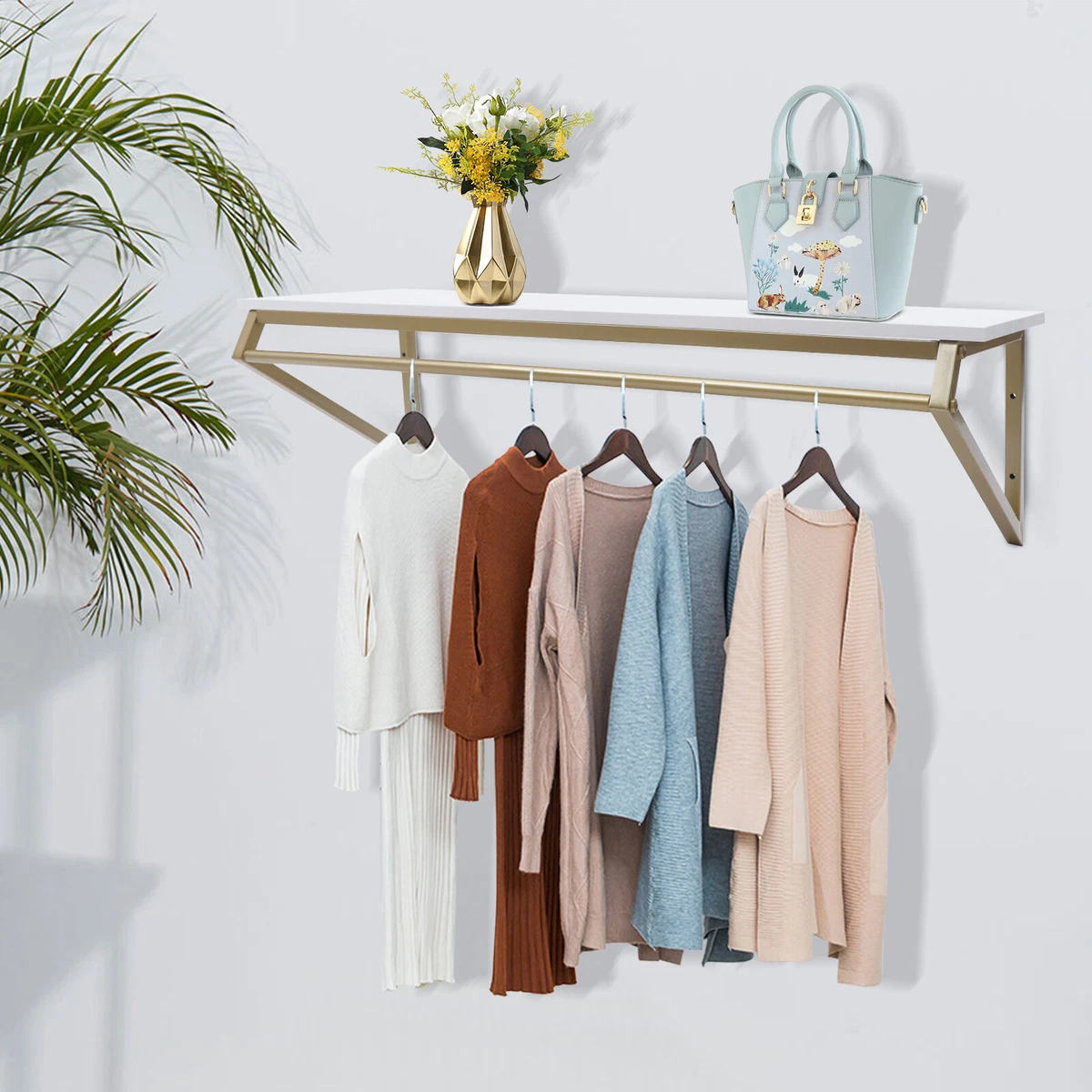 Wall mounted shelf with hanging rod new arrivals