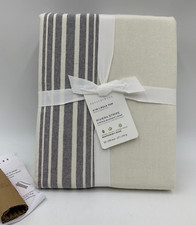 Pottery Barn Riviera Striped Drape Panel Curtain Blackout 108" Charcoal Q117