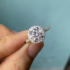 3CTW Round Cut D Moissanite Wedding Engagement Ring 14k White Gold Plated