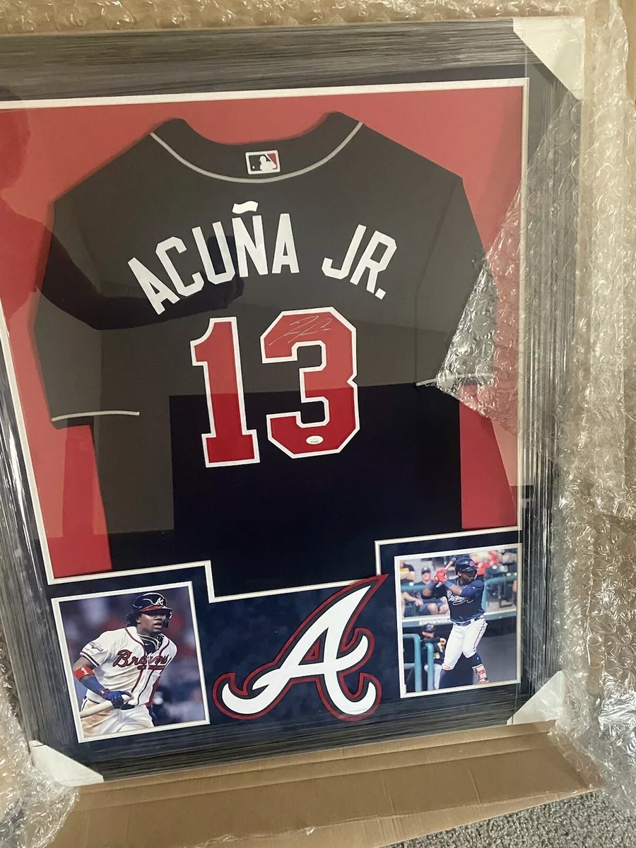 RONALD ACUNA JR. Autographed Framed Atlanta Braves Jersey - Beckett COA