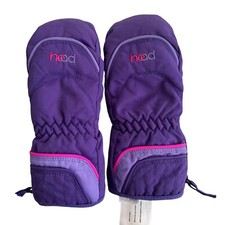 Head Jr. Youth Ski Mittens Purple/Violet Small W/ Zippered Side Closure  Fleece