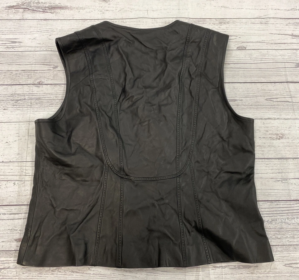 Жилет Elie Tahari N63MV704 Vallory черный кожаный женский размер XLarge новый с Ярлыками $598 - Изображение 3 из 4