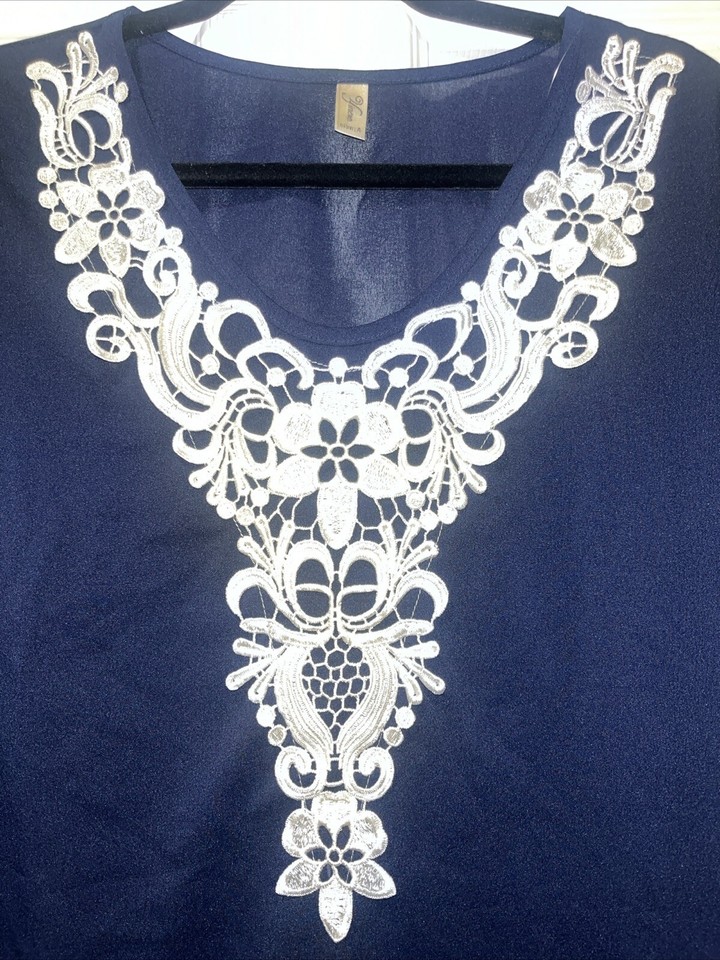 Yincro Womens Swimsuit Cover Up Embroidered Navy Blue Size A (Small