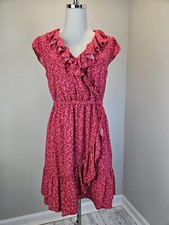 J Crew V Neck Ruffle Dress Womens 4 Tossed Bouquet Print Lenzing Ecovero Viscose