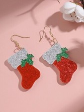 Christmas Red Stocking Drop Earrings