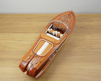 Riva Aquarama Handcrafted Wooden Ship Model Italian Speed Boat 21'' Home Display