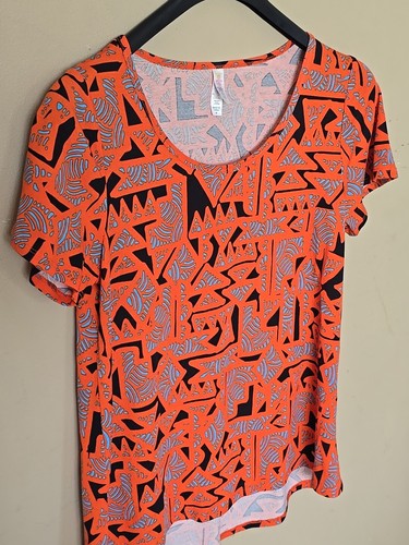 Lularoe Womans T-shirt Orange And Black Short Sleeve Size Medium - Picture 3 of 6