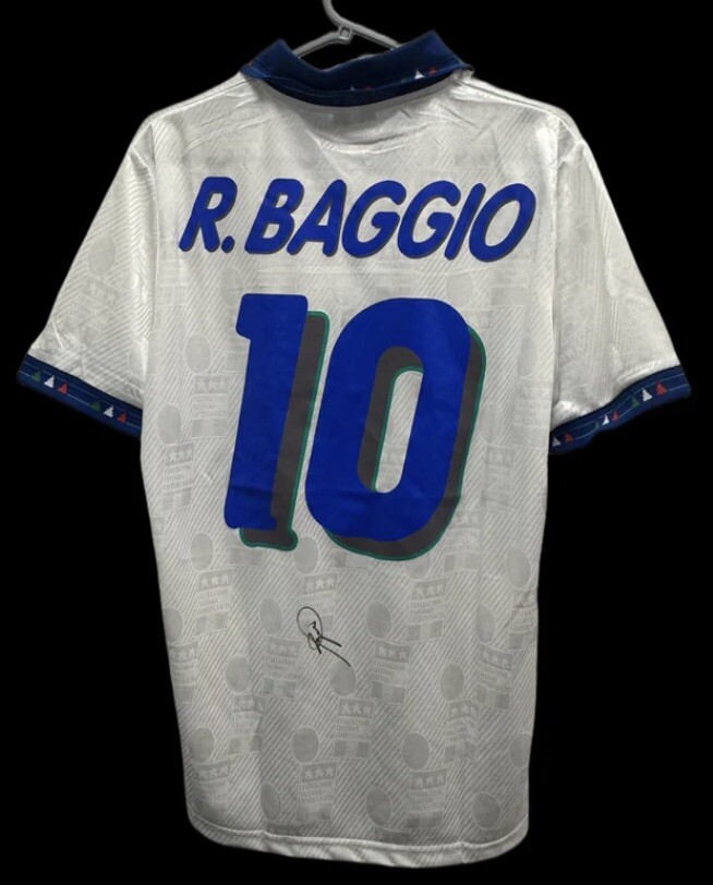 Robert Baggio Italy 1994 USA World Cup Hand Signed Away Shirt